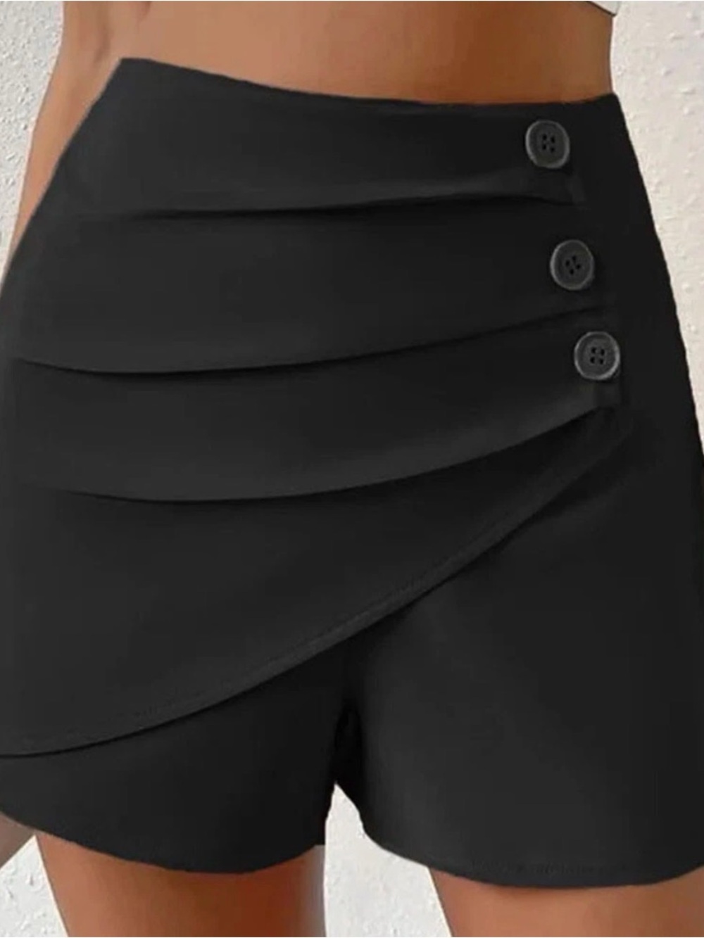 High-Waist Layered Black Women's Shorts